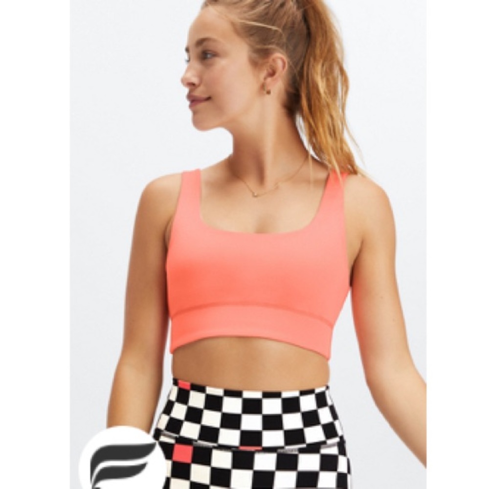 Fabletics Midi Medium Impact Sports Bra Reversible Orange Flame to Silk size S